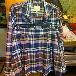 Copper Key Plaid Skirt & Jacket Set